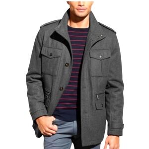 NWT Michael Kors Wool Coat Lined Winter Jacket Gray Peacoat Military Style M
